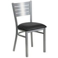 thumbnail image 1 of HERCULES Series Silver Slat Back Metal Restaurant Chair - Black Vinyl Seat, 1 of 9