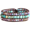thumbnail image 1 of GHSDFBB Boho Handmade Natural Stone Bead 3 Row Wide Wrap Wrist Statment Bracelet Jewelry Collection, 1 of 7