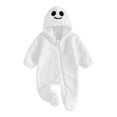 thumbnail image 2 of Cjfdfy Newborn Baby Boy Girl Halloween Fall Clothes Pumpkin Ghost Hooded Fleece Zipper Long Sleeve Footies Romper Jumpsuit Infant Cute My First Halloween Fall Winter Outfit 0-6 Months, 2 of 9