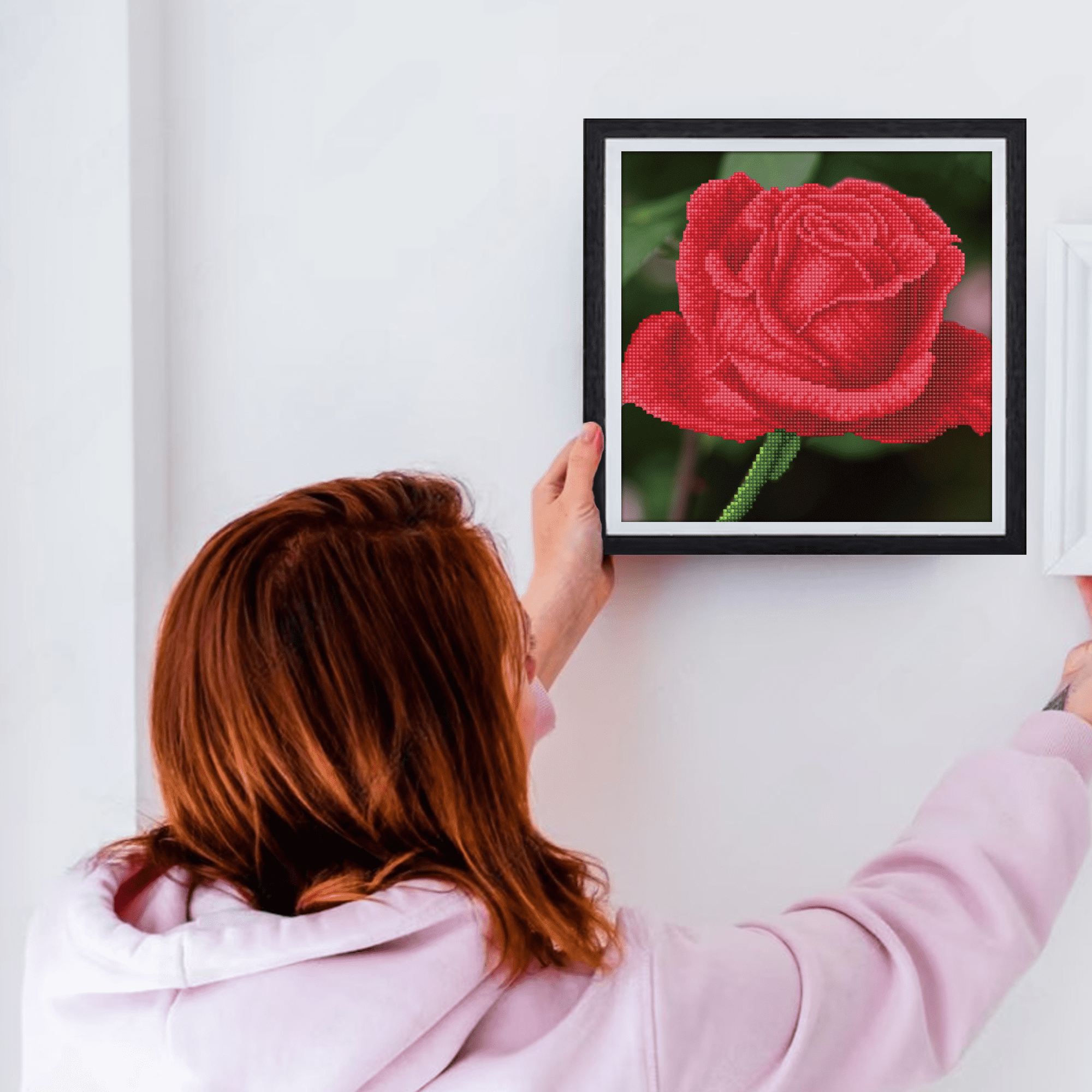 Diamond Dotz Rose-Bud with Frame Flower Diamond Painting Kits for Adults - Diamond Art Kits a Relaxing Creative Craft Kit with Dotz Gems 12"x12"