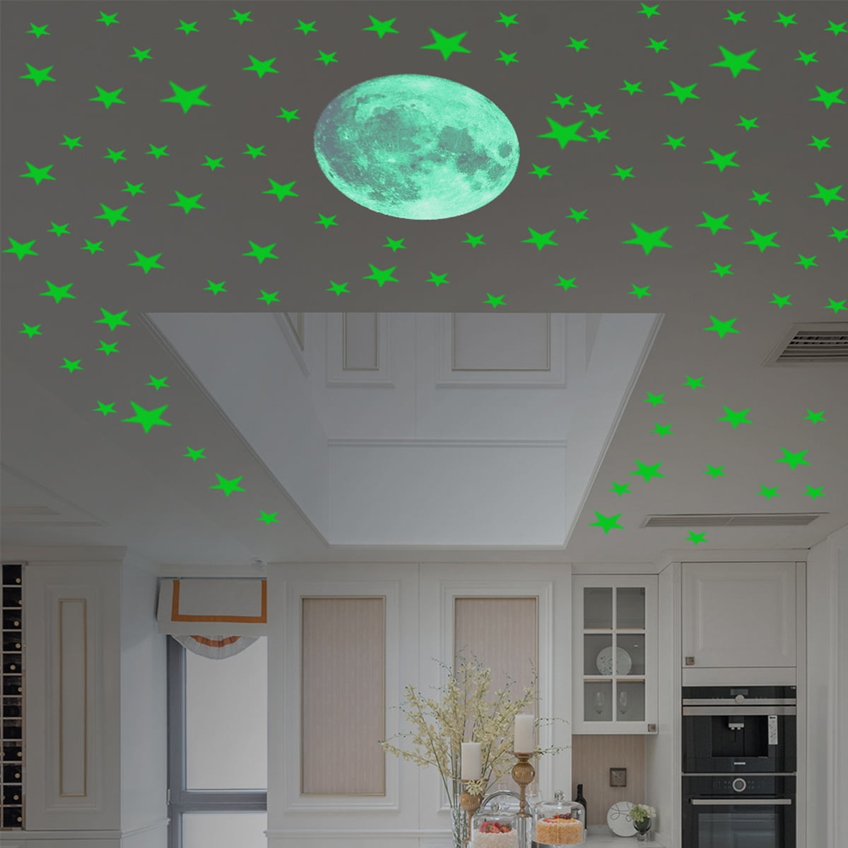 435Pcs Glow In The Dark Luminous Stars And Moon Planet Space Wall Stickers Decal