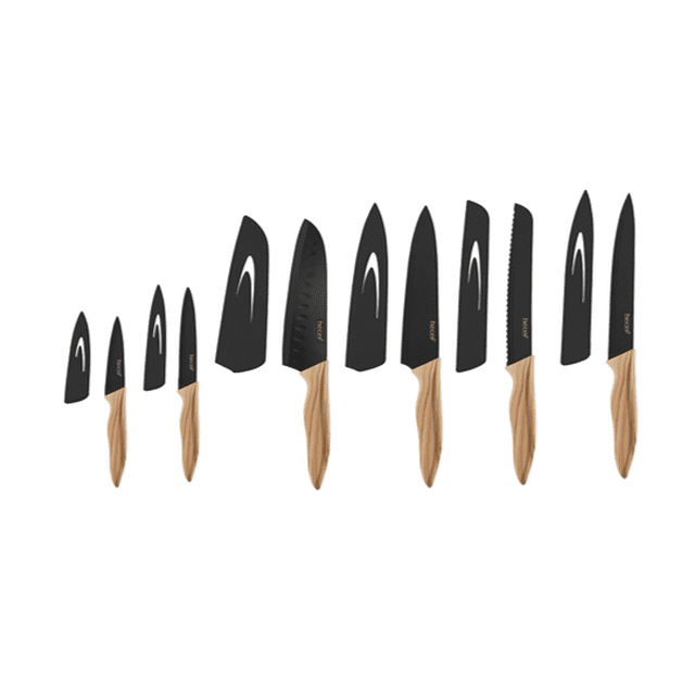 Juego de Cuchillos de Cocina hecef de 6 Piezas con Fundas - Negro