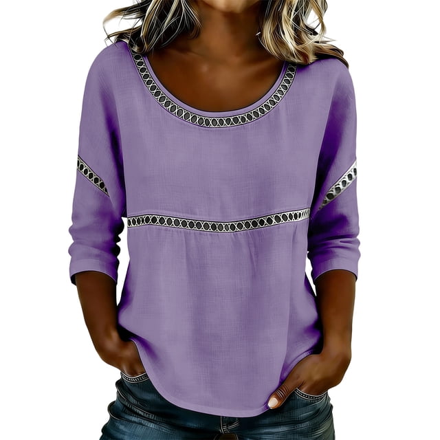 Blusas para las Mujeres Casual Verano Suave Y Cómodo Suelto Camiseta Blusa Cuello en V Manga Larga Camiseta Denim Vestido Mujeres para la Oficina Entrenamiento Al Aire Libre