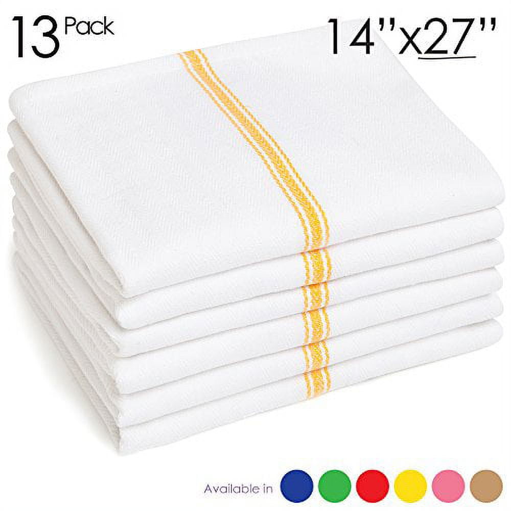 Kitchen Dish Towels - White with YELLOW STRIPE, Low Lint, Prof Grade 2 –  Ameritex Linen