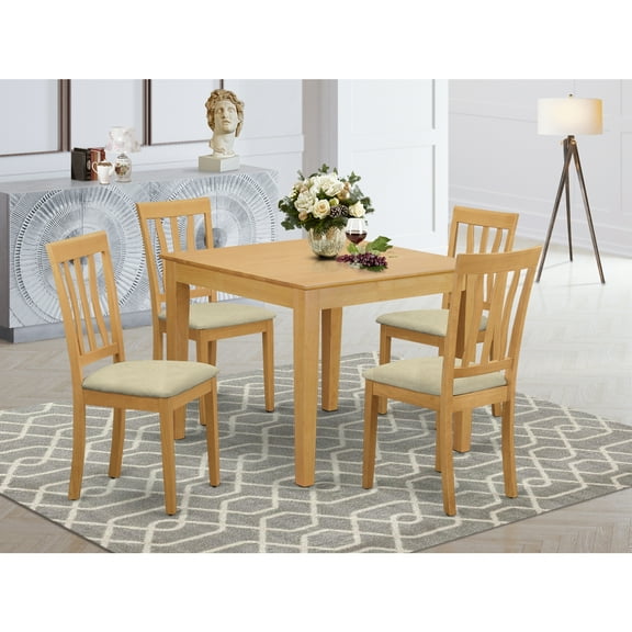 East West Furniture OXAN5-OAK-C Table & 4 Dinette Chairs, Oak