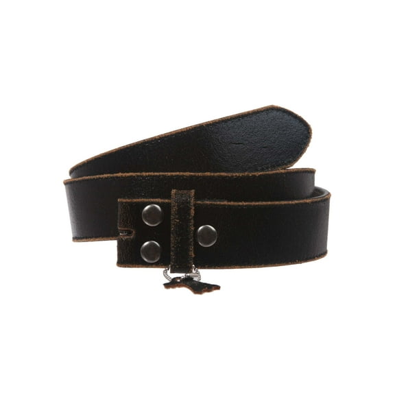 Snap On Plain Crack Print Stitching Edged Vintage Leather Replacement Belt Strap