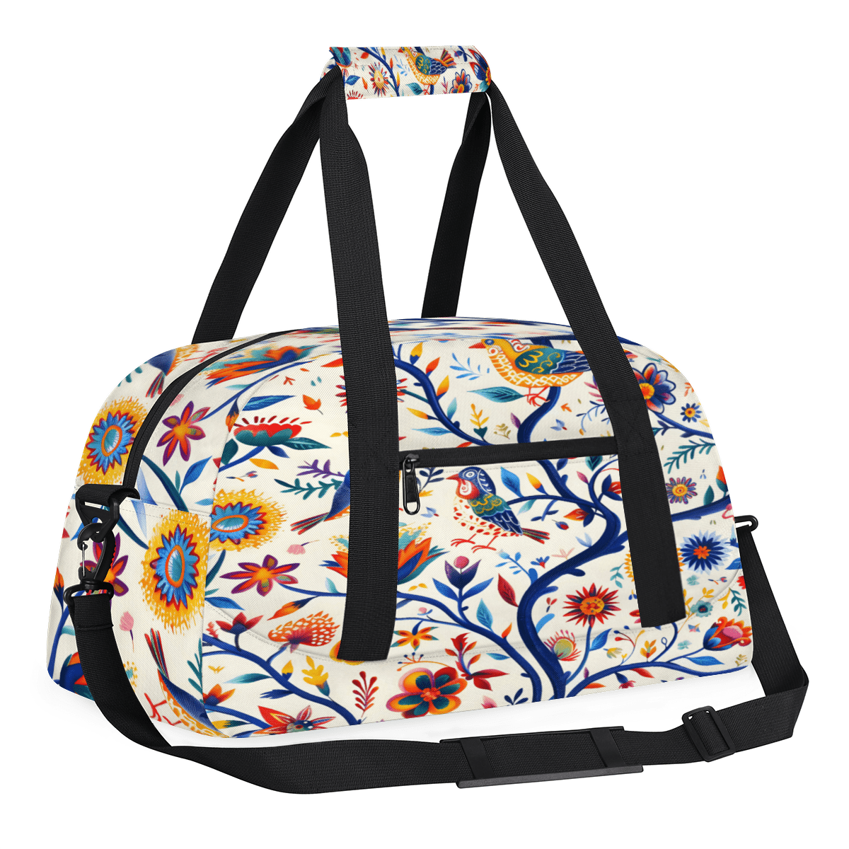 Herdesigns Sports Duffle Bags Travel Duffle Bag Gym Bag Mexico Floral Ethnic Bird Weekender Travel Bag Waterproof Overnight Bag Carry On Travel Tote Bag Dance Bags