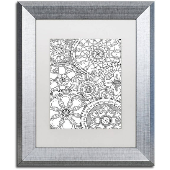 Trademark Fine Art "Family Mandalas" Canvas Art by Hello Angel, White Matte, Silver Frame