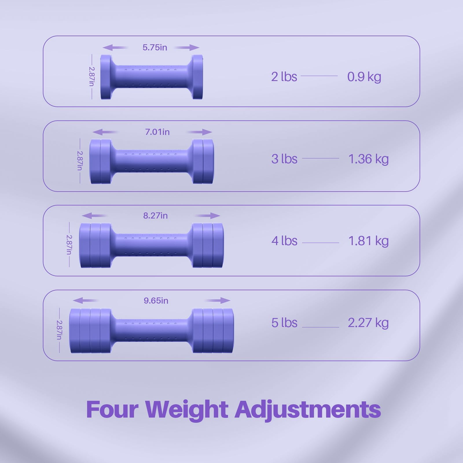 Adjustable Dumbbell Set  4 In 1 Free Weight For Women Hand At Home Each 2lb 3lb 4lb 5lb With Tpu Soft Rubber Handle Gym Aquatic Fitness Equipment Purple