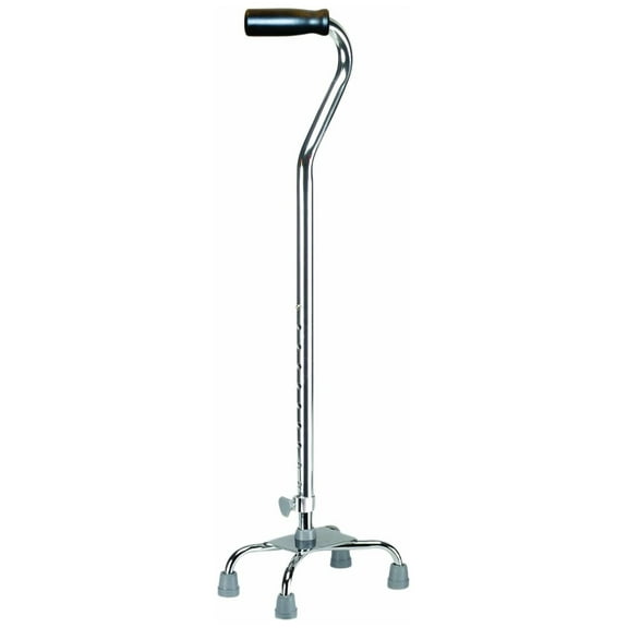 Quad Cane-Large Base Silver with Vinyl Grip, 12.86 Pound