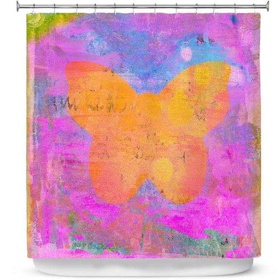 Shower Curtains 70" x 73" from DiaNoche Designs by China Carnella - Pink Butterfly