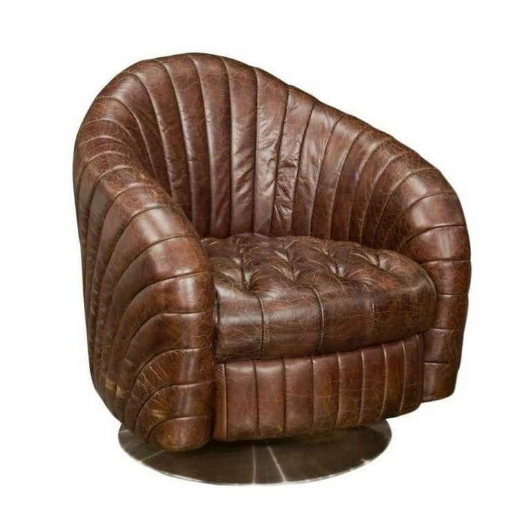 Geneva Leather Swivel Accent Chair