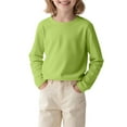 thumbnail image 2 of Kids' Solid Color Long Sleeve Round Neck Top - Comfortable Polyester Spandex Blend for Daily Wear, Travel, and Parties, 2 of 7