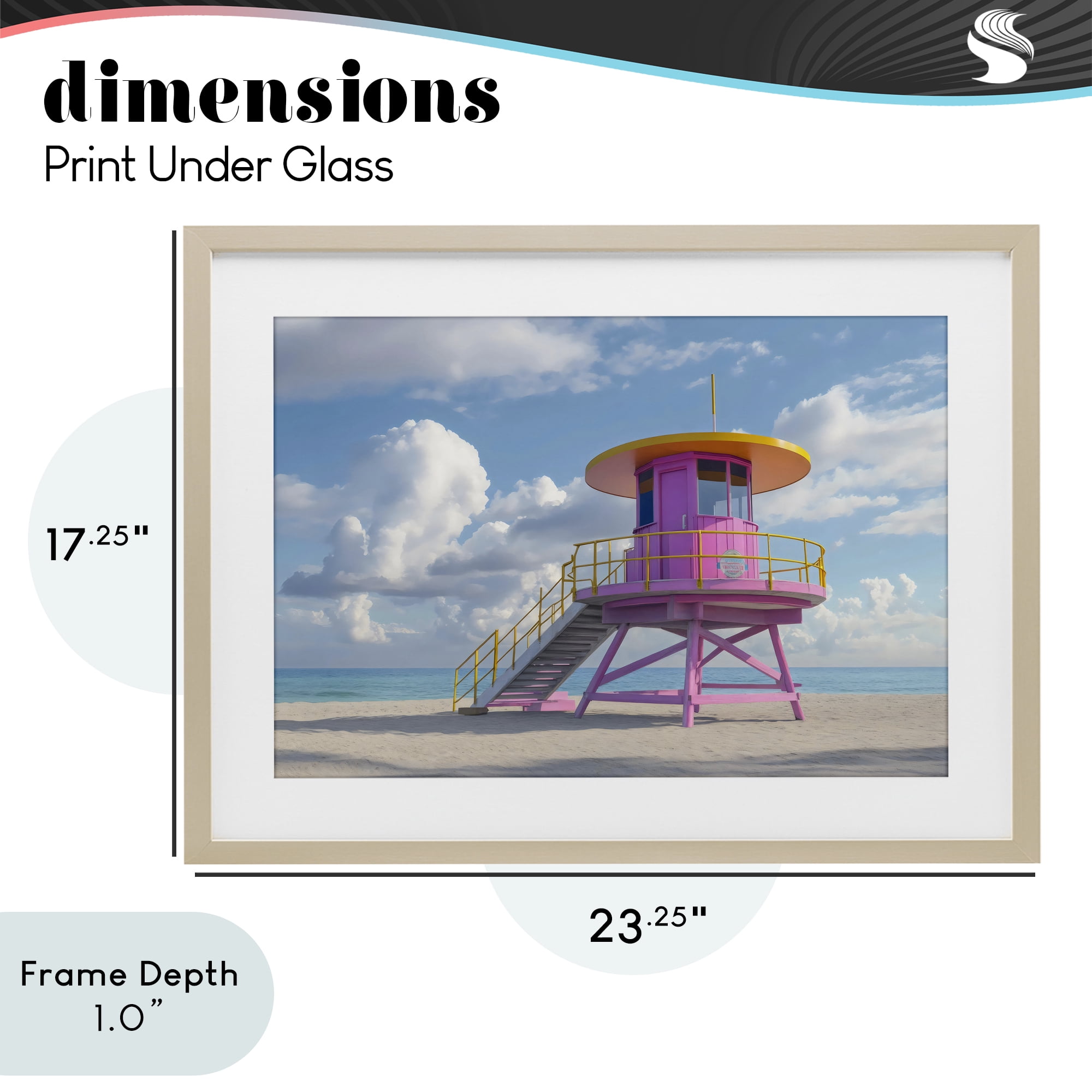 Stupell Industries Miami Beach Tower in Pink Birch Framed Print Under Glass, design by Creative Studio