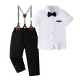 thumbnail image 3 of mgoYE Toddler Baby Boy Clothes Suit Gentleman Wedding Outfits 18 24 Month 3t 4t 5t, Formal Dress Shirt with Bowtie + Suspender Pants Size 4-5Y, 3 of 7