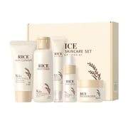 HHBEAUTY Skincare Set, Korean Rice Skin Care Sets & Kits, Cleanser, Toner, Serum, Eye Cream & Moisturizer, Christmas Birthday Gifts for Women Teenage Girls Mom Friend, Travel TSA-friendly Sizes 5pcs