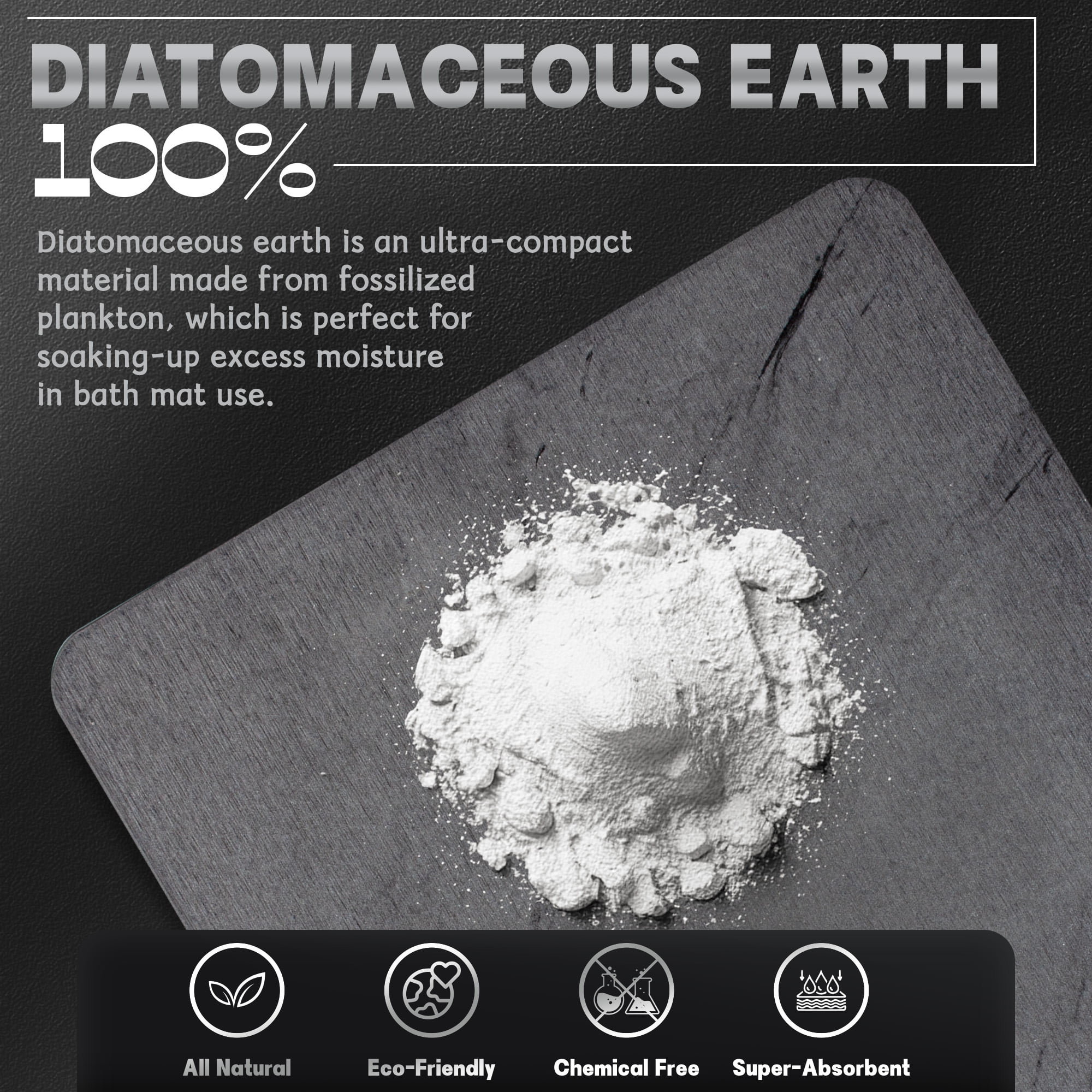 Stone Bath Mat Diatomaceous Earth Shower Mats Super Absorbent Diatomite Stone Bath Mats for Bathroom Quick Drying(23.6''×15.4" Gray Marble)