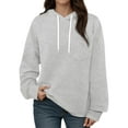thumbnail image 2 of Plain Hoodies for Women 2025 Long Sleeve Jacquard Knit Casual Loose Hoodie Hooded Sweatshirt Pullover Tops, 2 of 7