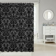 thumbnail image 2 of Adults Gothic Damask Shower Curtain Antique Victorian Baroque Bathroom Curtain Black Grey Greenish Vintage Floral Bathroom Accessories Bohemian Exotic Decor 12 Hooks, 2 of 4