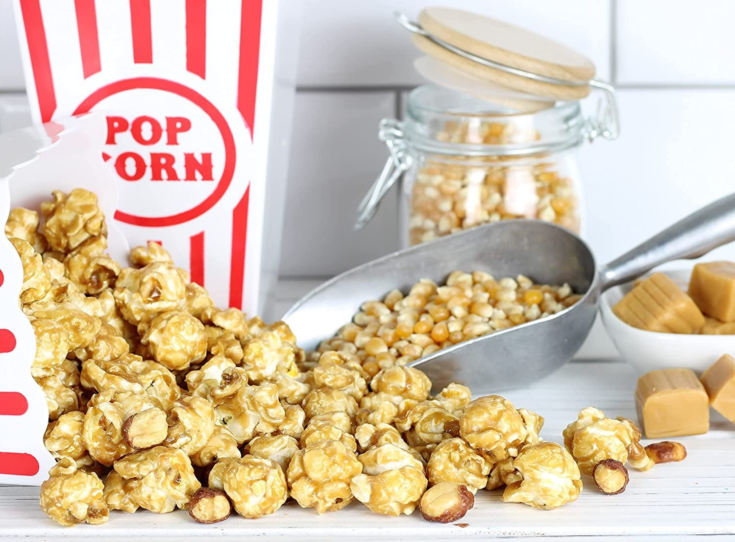Gourmet Caramel Nut Popcorn with Peanuts by Its Delish, 1 lb Bulk Bag  Caramel Air Popped Sweet Crunchy Glazed Carmel Corn With Nuts Snack, Movie Night, Parties - Gluten Free, Vegan, Kosher