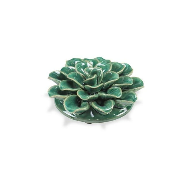 Cheungs 5449S-GRN Ceramic, Flower Burst Decor Piece - Green
