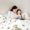 thumbnail image 4 of Castle Fairy Kawaii Animal Bear Twin Comforter Sets 2pcs,Cartoon Wildlife Bedding Set,Sage Off White,Reversible,1 Comforter and 1 Pillowcase, 4 of 6