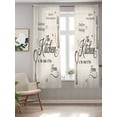 thumbnail image 2 of Beige Retro Art Curtains 63 Inch Length, Sheer Curtains for Bedroom Living Room Window Spoon Fork Vintage Farmhouse Rustic Rod Pocket Voile Drapes Kitchen Curtains Small Half Window 42"x63" 2 Panels, 2 of 6