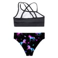 thumbnail image 4 of YEAHDOR Kids Girls 2-Piece Swimsuit Solid Color Crop Top with Bikini Briefs Bathing Suit Beach Wear Black&Night Pegasus 10, 4 of 5