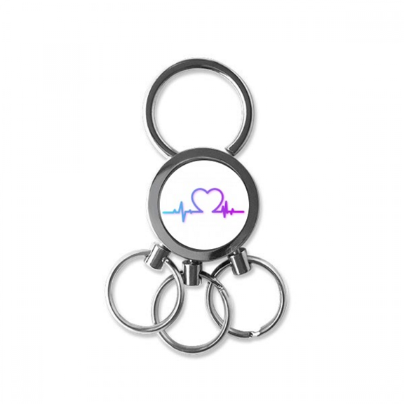 Heartbeat Line Gradually Changing Emotions Stainless Steel Metal Key Holder Chain Ring Keychain