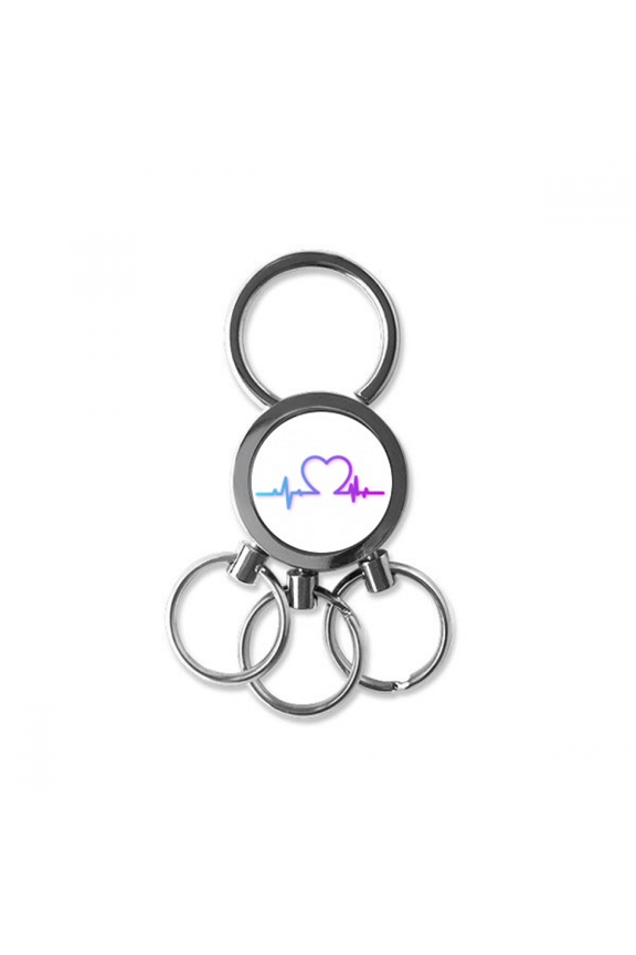 Heartbeat Line Gradually Changing Emotions Stainless Steel Metal Key Holder Chain Ring Keychain