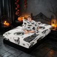 thumbnail image 3 of Homewish Halloween Skull Bat Cat Twin Sheets, Mushroom Eye Floral Bedding, Black White, 3-Piece (1 Flat Sheet, 1 Fitted Sheet and 1 Pillowcase), 3 of 4