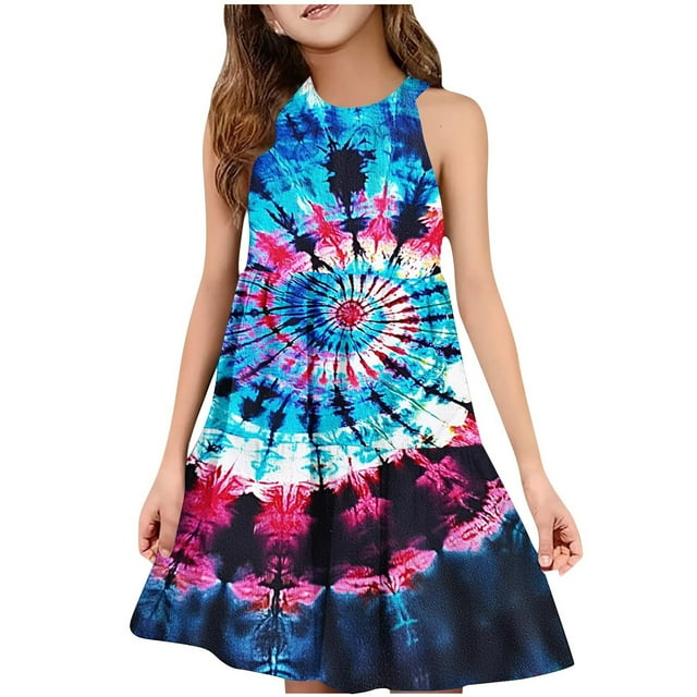 Robes d'Été Décontractées Robe d'Été Décontractée Filles Col Rond Sans Manches Robe Patchwork Robe Ludique Confortable Robe d'Été Décontractée Robes d'Été Mignonnes Robes d'Été Filles Robes d'Été