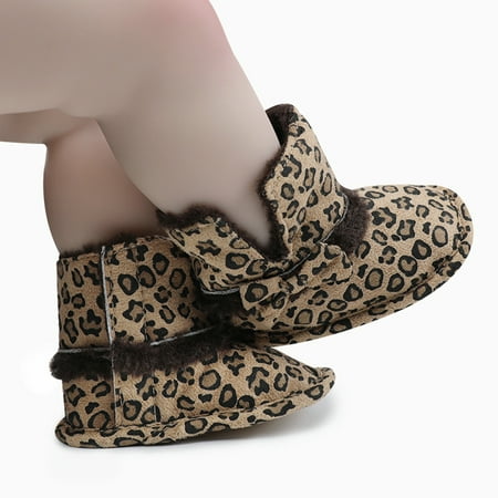 

Leather Leopard Baby Shoes Hard Sole T-Strap Boys Girls Moccasins for Infants Babies Toddlers Winter Baby Girls Leopard Print Soft Sole Toddler Boots Indoor Bowknot Shoes