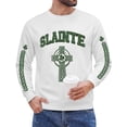 thumbnail image 6 of Dwelliawo St Pattys Waffle Shirt Men Printed Long Sleeve Waffle Knit Shirts Lucky St Patricks Day Four Leaf Clover Slainte Clover Print T Shirt Round Neck Outfit White XL, 6 of 6
