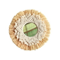 Baoblaze Macrame Hanging Wall Mirror Cosmetic Mirror for Apartment Bathroom