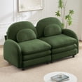 thumbnail image 3 of Tabaray 68.5" Loveseat Couch Sherpa Fleece Fabric, Plush Soft Sofa Perfect for Small Space, Modern Living Room Furniture Space with Compact Design and Studio Apartment Use Throw Pillow Design, Green, 3 of 7