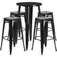 thumbnail image 2 of Merrick Lane 5 Piece Black Patio Set with Table and 4 Backless Stools - Powder Coated Metal Frames for Indoor and Outdoor Use, 2 of 6
