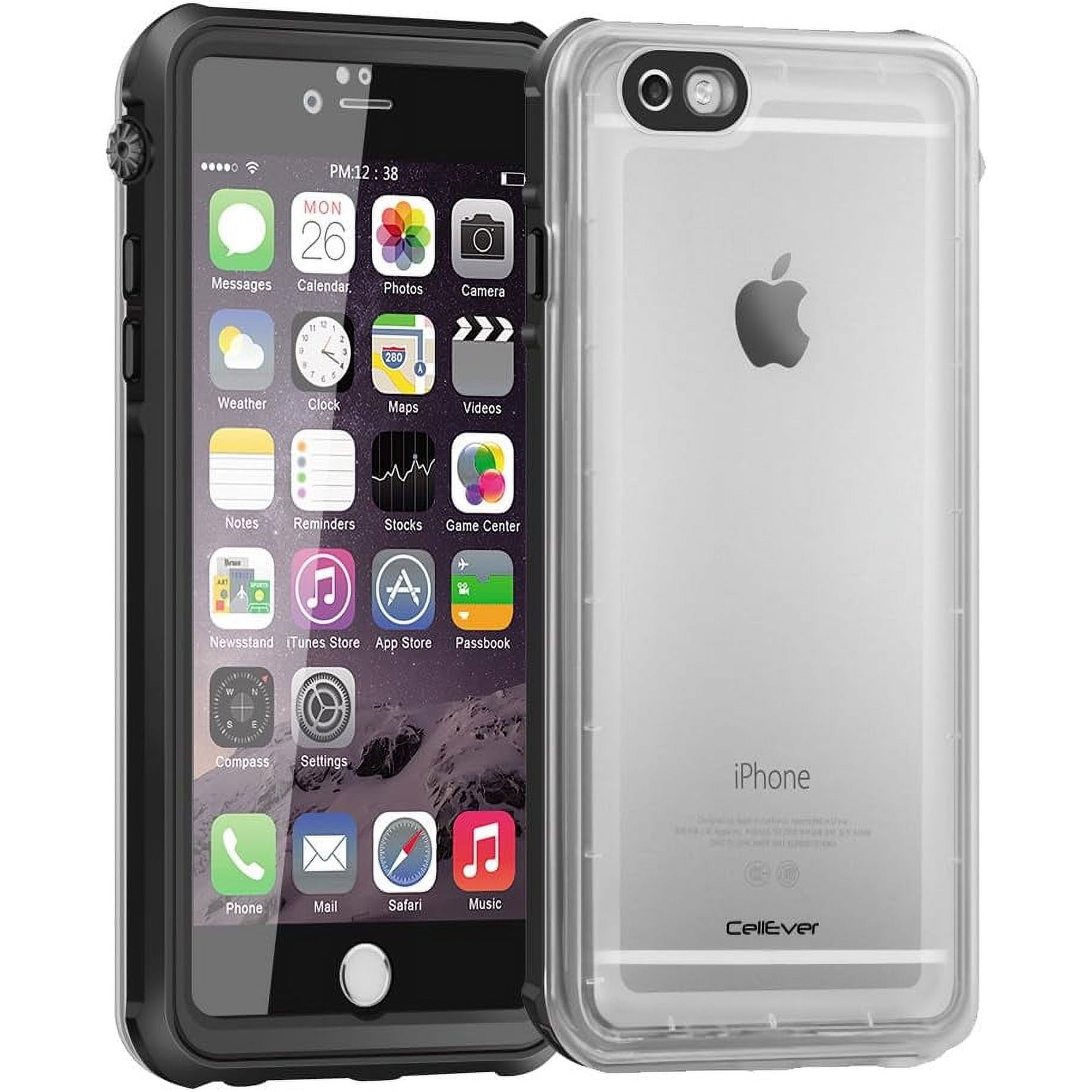 CellEver Waterproof Case For iPhone SE 2020 / iPhone 8 / iPhone 7 Waterproof Swimming Shockproof Dirt Proof Case Cover - Clear Black