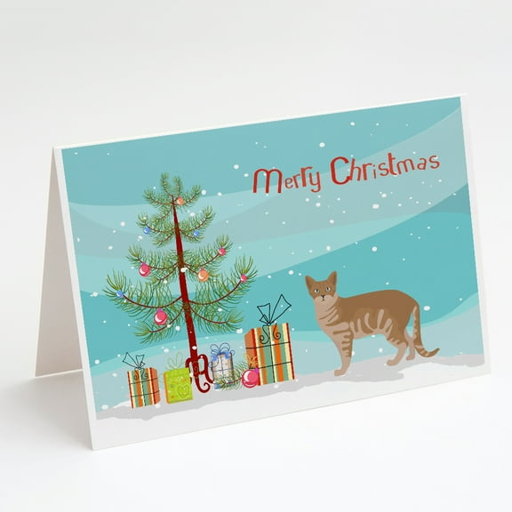 Australian Mist 1 Cat Merry Christmas Greeting Cards and Envelopes Pack of 8