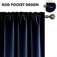 thumbnail image 4 of Navy Blue Velvet Light Filtering Curtains(52 X 90）, Thermal Insulated Drapes for Bedroom & Living Room, Heavyweight Soundproof Rod Pocket Curtains, 2 Panels, 4 of 4
