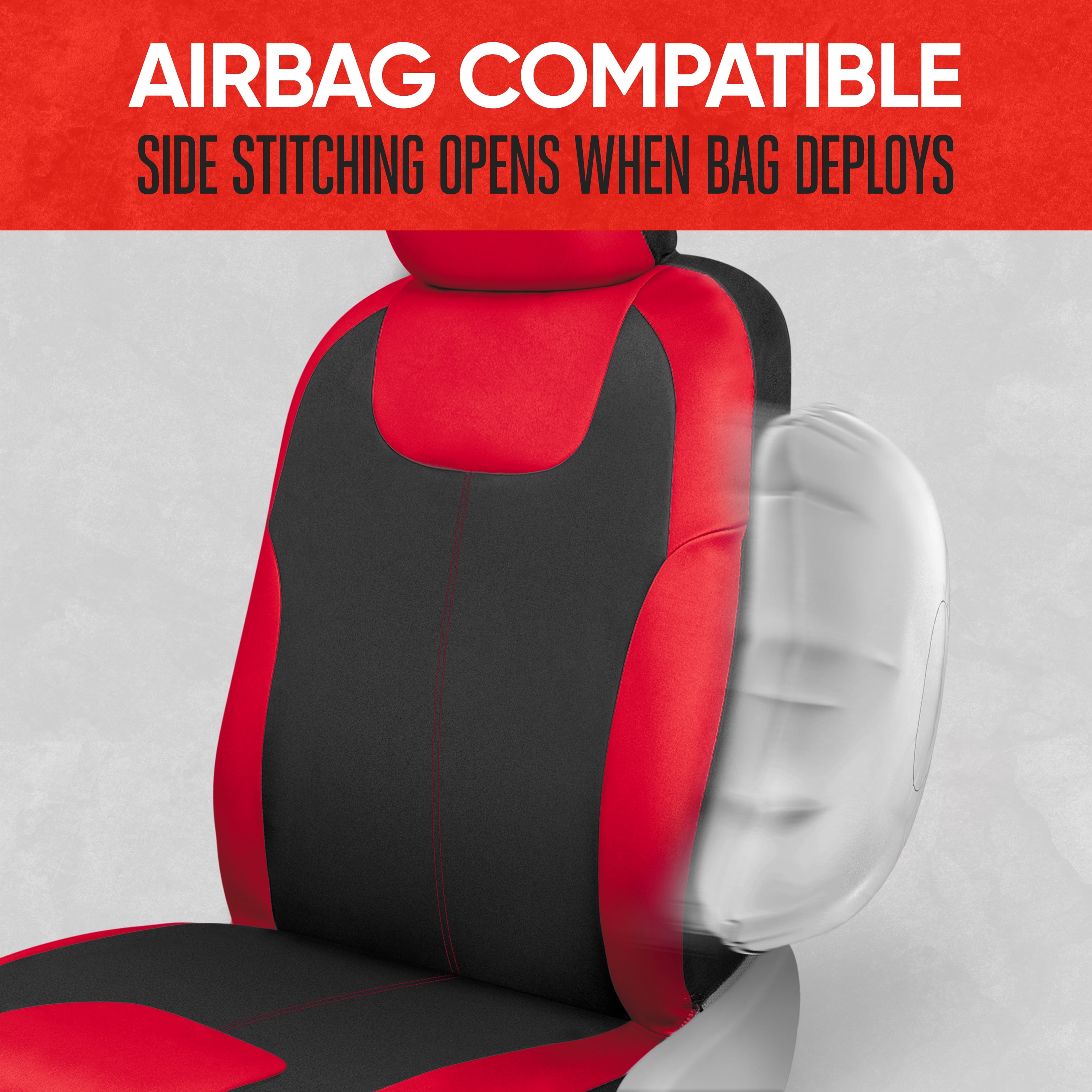 Motor Trend Red/Black Waterproof Seat Covers for Front Seats – Premium Neoprene Red Seat Covers, Car Seat Protectors with Removable Headrest, Interior Covers for Auto Truck Van SUV