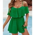 thumbnail image 6 of FRSASU Jumpsuit for Women Shorts New Sleeveless Ruffled Jumpsuit Textured Suspender Jumpsuit Shorts Green L, 6 of 9