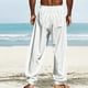 thumbnail image 4 of Pantalones largos de poliéster para hombre, informales, lisos, rectos, con cordón, con bolsillo y cintura elástica, 4 of 7