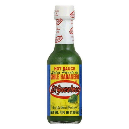 El Yucateco Green Hot Habanero Sauce, 4 OZ (Pack of