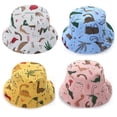 thumbnail image 6 of Breathable Summer Scalp Protection Cartoon Dinosaur Print Adjustable Baby Bucket Caps Children Sunscreen Hat Infant  Fisherman Cap Beach Hat YELLOW, 6 of 8
