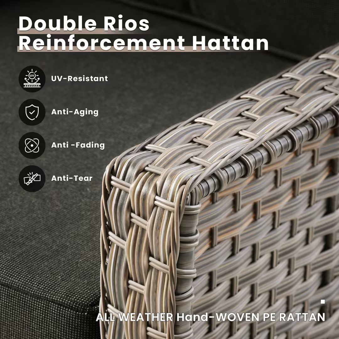 Vcatnet 4 Pieces Patio Outdoor Conversation Set High Back Wicker Rattan Furniture Outdoor Sectionals with Coffee Table, Black
