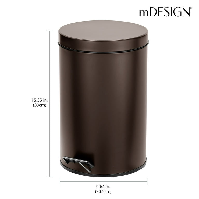 mDesign Step Trash Can, Gallon Garbage Bin, Removable Liner Bucket