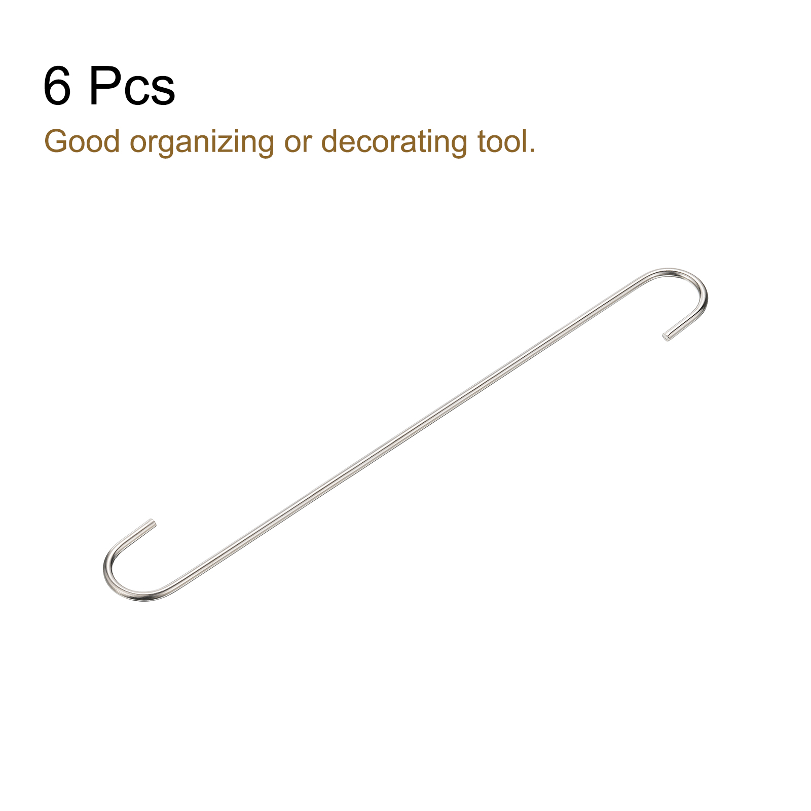 Unique Bargains S Hanging Hooks Extra Long Hanger Silver 16inch/400mm