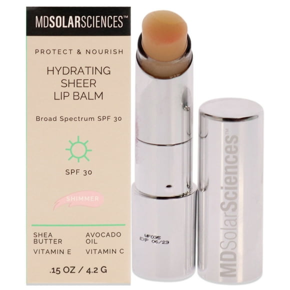 Bálsamo labial MDSolarSciences hidratante transparente SPF 30 Shimmer 0.15 oz