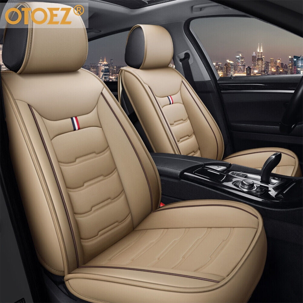 OTOEZ Car Seat Covers Full Set 5-Seats Leather Front Rear Cushion Protector Universal Fit